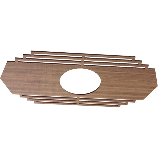 Chrysler Wood Fretwork Pierced Ceiling Medallion, Walnut, 36W X 18H X 9 1/2ID X 3/8T